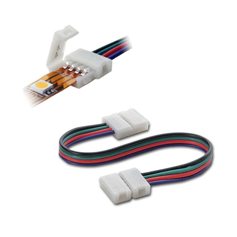 RGB Verbinder mit 100cm Kabel für 10mm LED RGB Streifen; Clip-Verbinder; RGB Verlängerung
