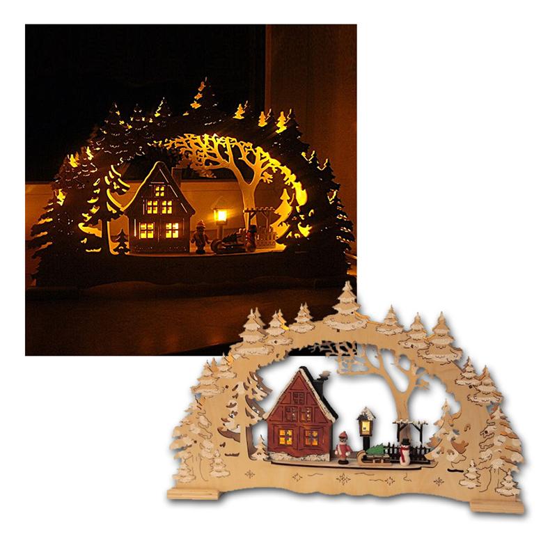 3D LED Schwibbogen Lichterbogen Erzgebirgische Weihnacht Tradition Häus 84072B 