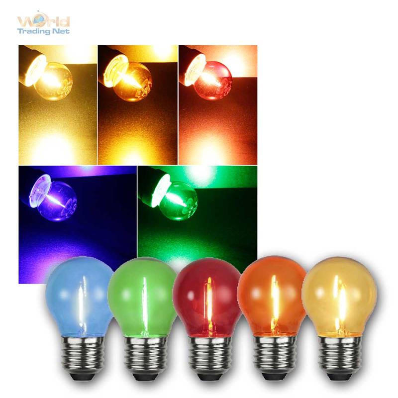 10er Pack Farbige Glühbirnen LED 1W E27 G45 Beleuchtung Glü Multicolor