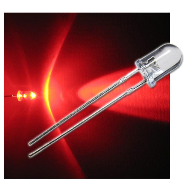 Leuchtdioden superhell wasserklar 100 Leuchtdioden StrawHead 4,8mm ROT SET 