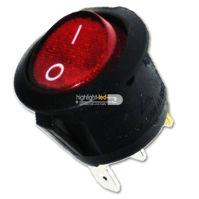 127 Wippschalter Ein/Aus 230V schwarz Rot Kippschalter Schalter Einbauschalter 