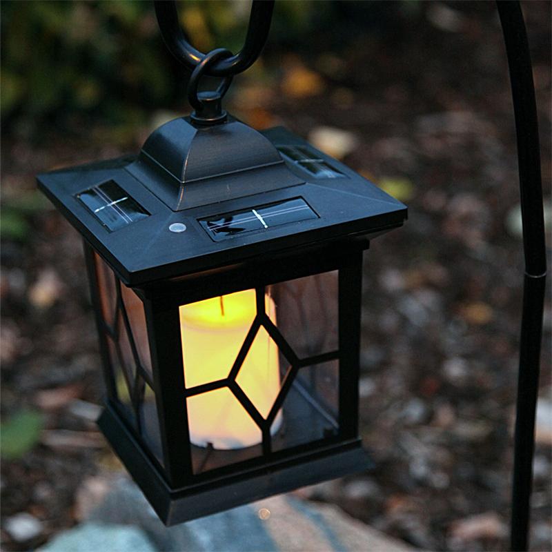Waterproof Vintage solarbetriebene LED-Laterne Kerzenlicht Gartenlampe P1J0 