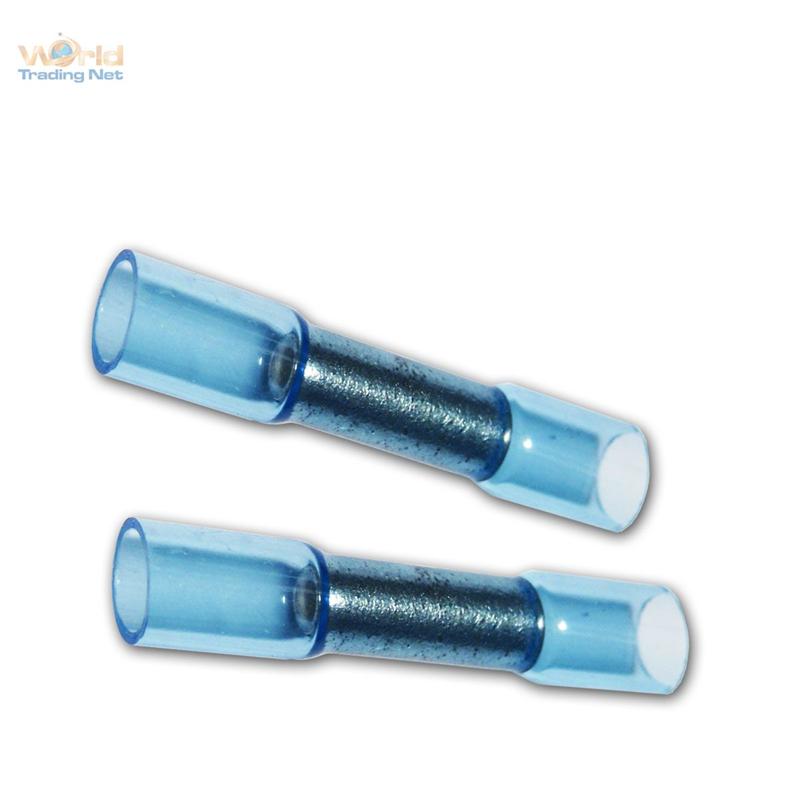 10 Stück Stoßverbinder blau mit Schrumpfschlauch Kabelschuhe  1,5-2,5 mm² 