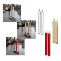 Set of 2 LED dinner candles | red/beige/white | wax drops