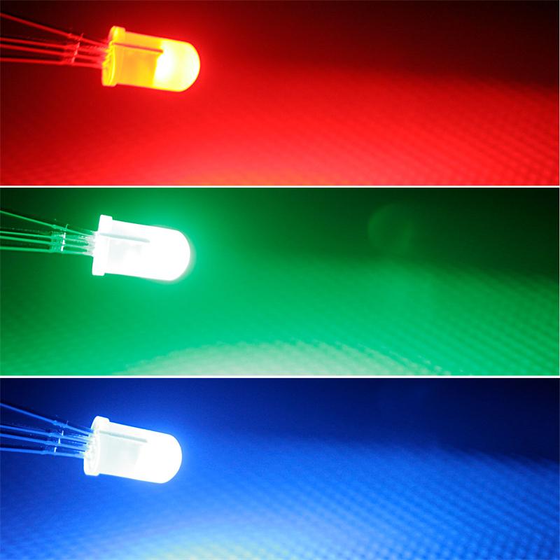 100 LEDs 4-polig Rot Grün Blau 5mm wasserklar RGB Leuchtdioden steuerbar 