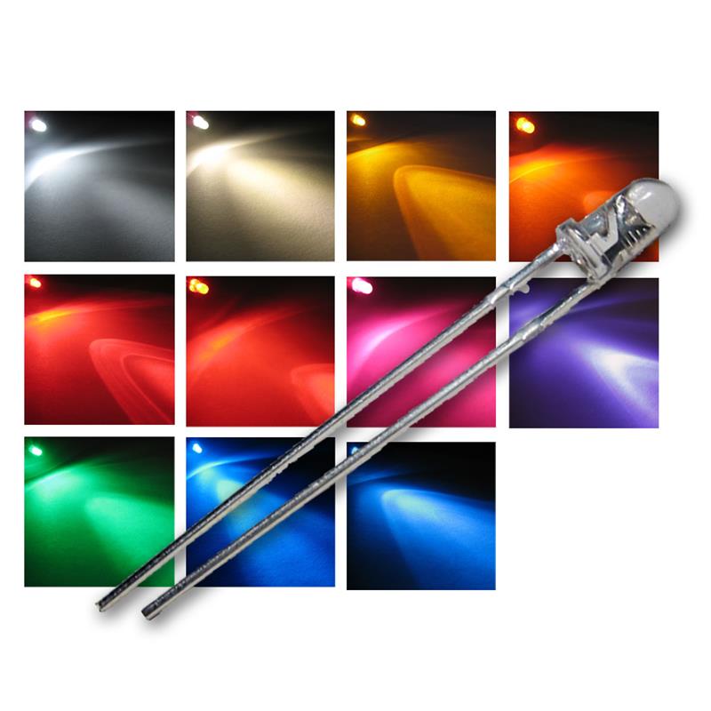 Widerstände Leuchtdioden LED 10 mm 10mm LEDs rund wasserklar alle Farben inkl 