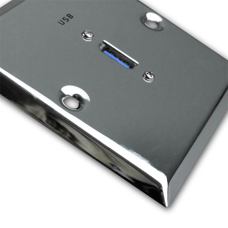 USB 3.0 Port Edelstahl Chrom Blende Anschlussdose für Unterputz Dose Wand 