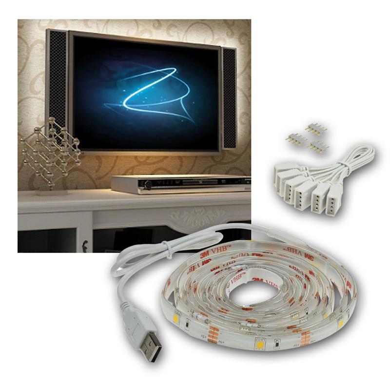 warmweiß 3000K 4x 50cm LED Stripe Set:TV-Hintergrundbeleuchtung USB