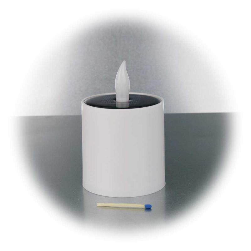 Solar Kunststoff Kerze für Innen & Außen LED elektrisch flackernd DHL 