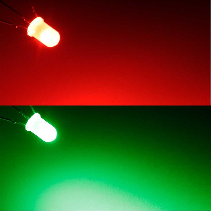 10x LED 5mm, diffus, 2-farbig, rot/pur-grün