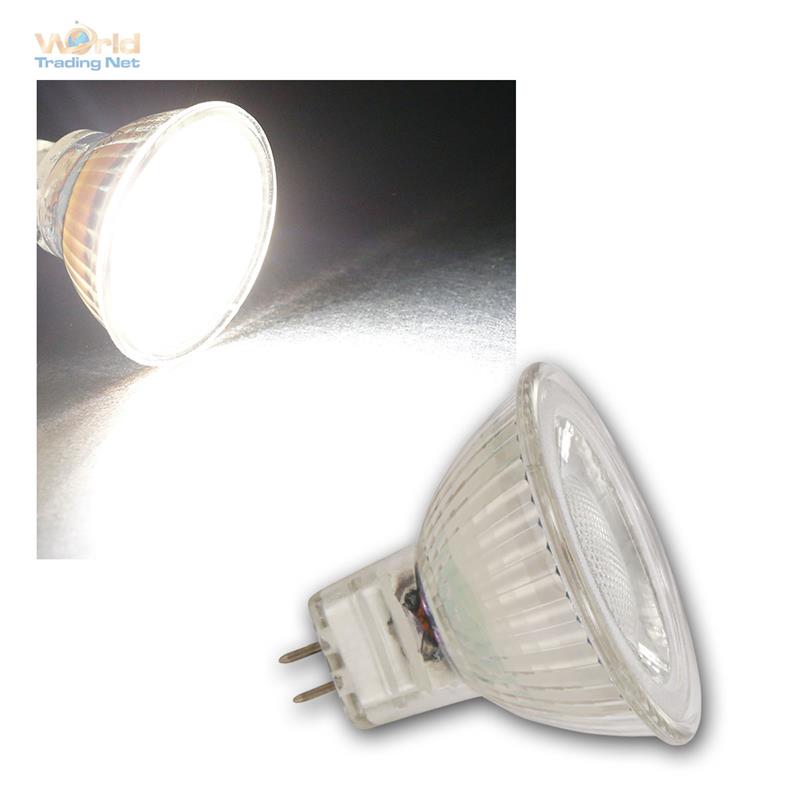 10 x COB MR16 Glas Leuchtmittel kaltweiß 250lm Strahler Birne Spot Lampe 12V 3W 
