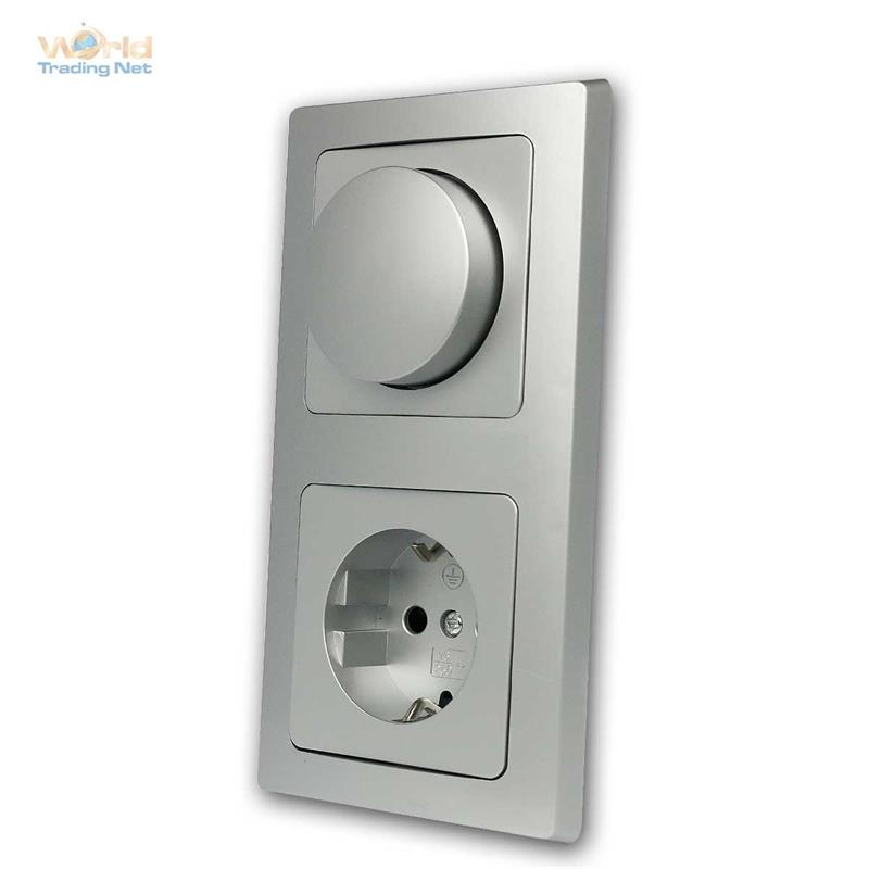 DELPHI Sets "Tür" silber unterputz Schalter o Dimmer mit Schutzkontakt Steckdose 