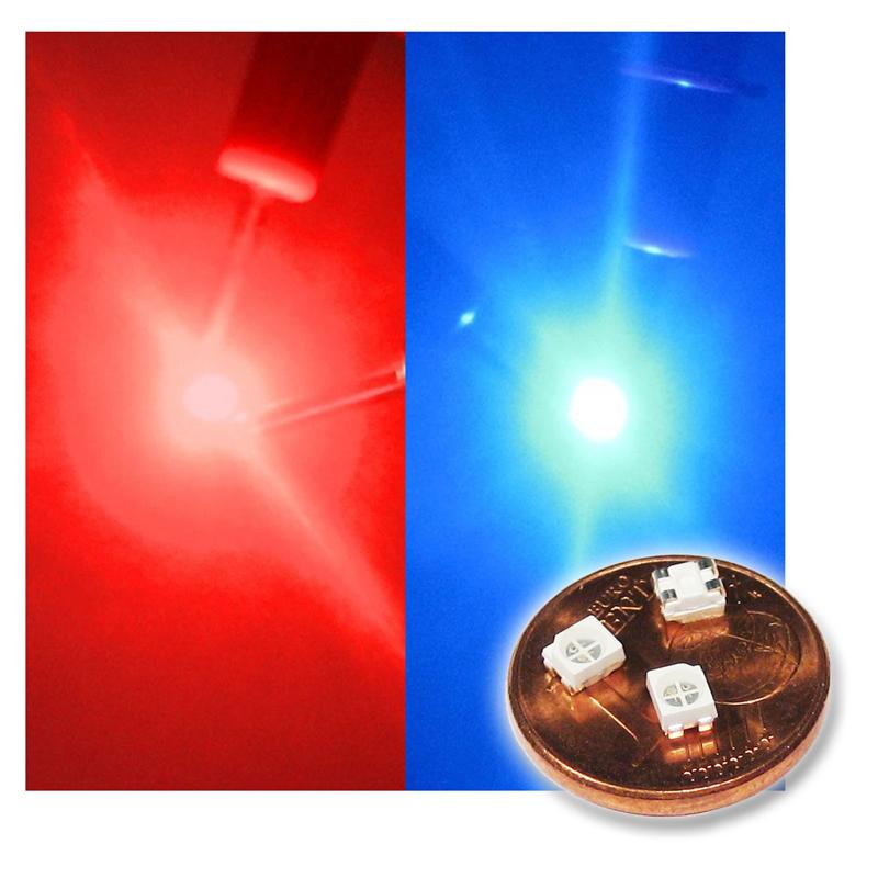 Sortiment SMD 0603 LEDs 5 Farben à 10 Stück Rot Grün Blau Weiss Gelb