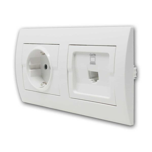 LOGI network socket with socket, white | snap-in technology