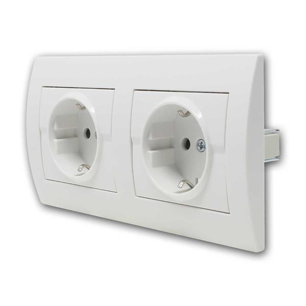 LOGI double socket, 2-fold flush-mounted socket | white