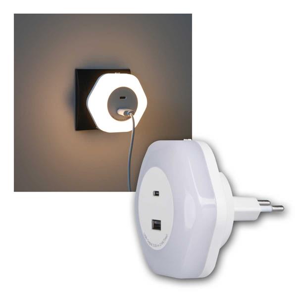 LED night light "BOLA" with twilight sensor | 2x USB, 4lm