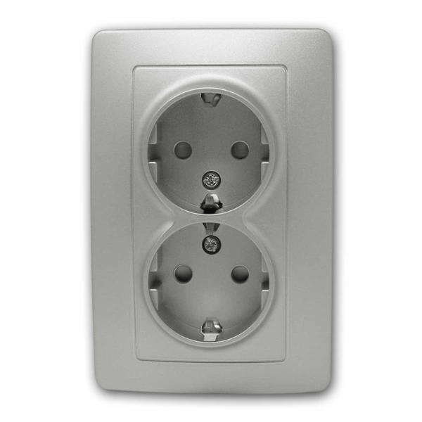 EKONOMIK double socket for flush-mounted sockets | silver