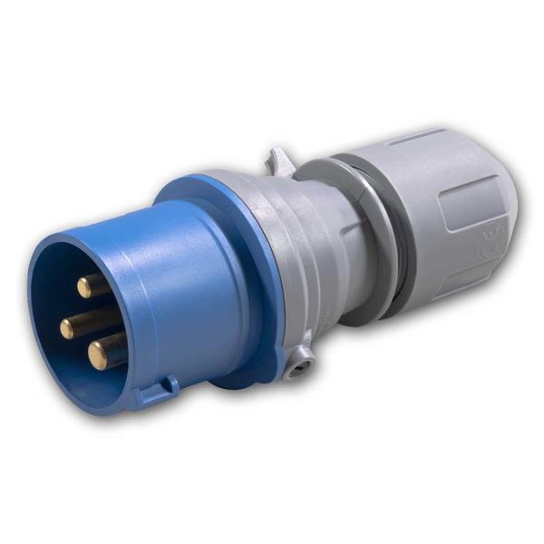 CEE outdoor plug, 3-pin, blue/gray | 250V/16A, IP44