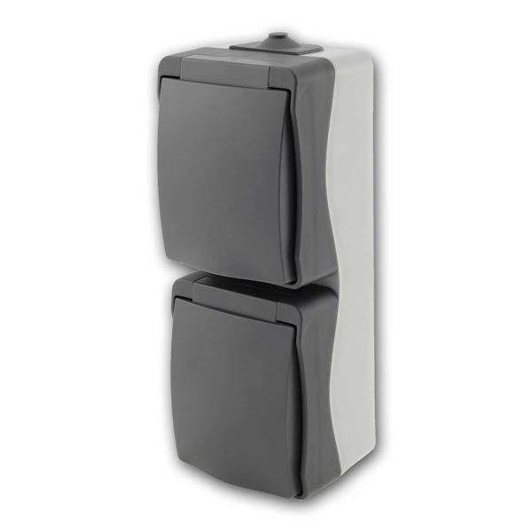 NUQUI wet room double socket | vertical mounting, IP54