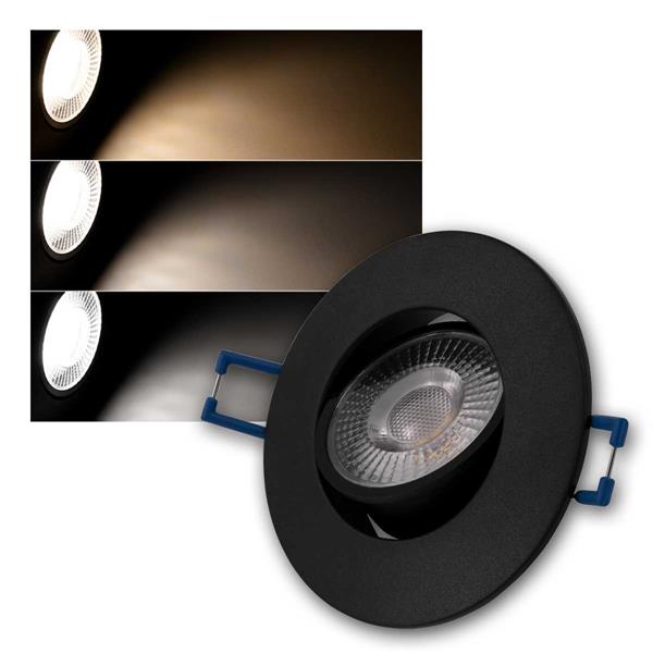 LED spot "EL-313C", 450lm | black, 3 light colors, set of 10