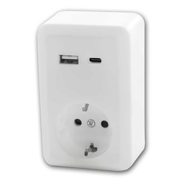 FINERY surface-mounted socket with USB-A+C socket | 16A