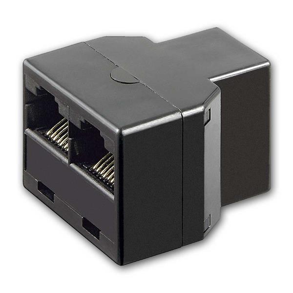 Y adapter for network cable | RJ45 adapter socket, black
