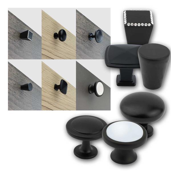 Furniture knob "WTN-MK", black | knob in various shapes