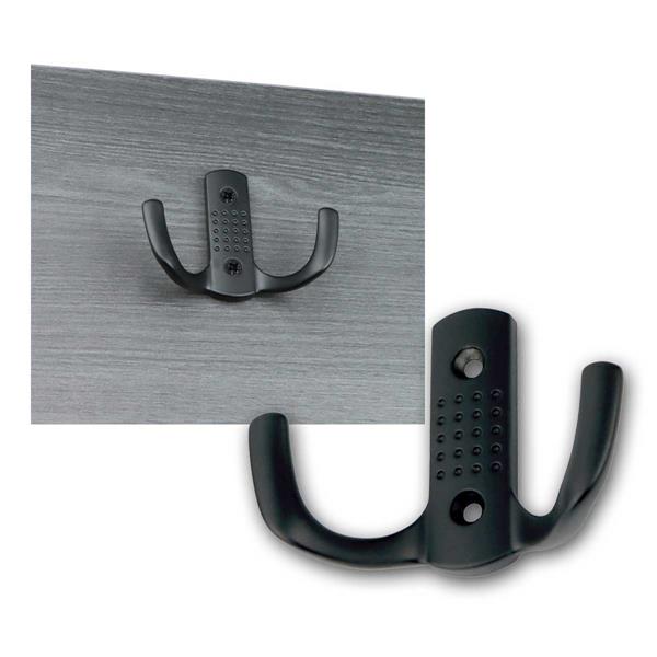 Coat hook "WTN-MH14", 2-fold | double head design, black