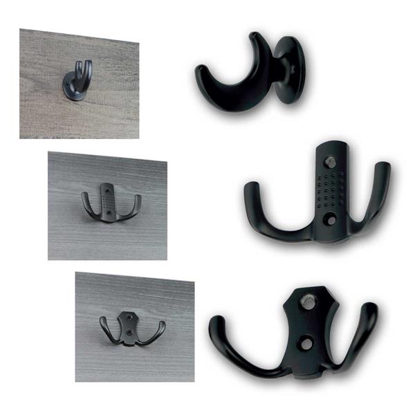 Coat hook, wall hook "WTN-MH", black | visible fastening