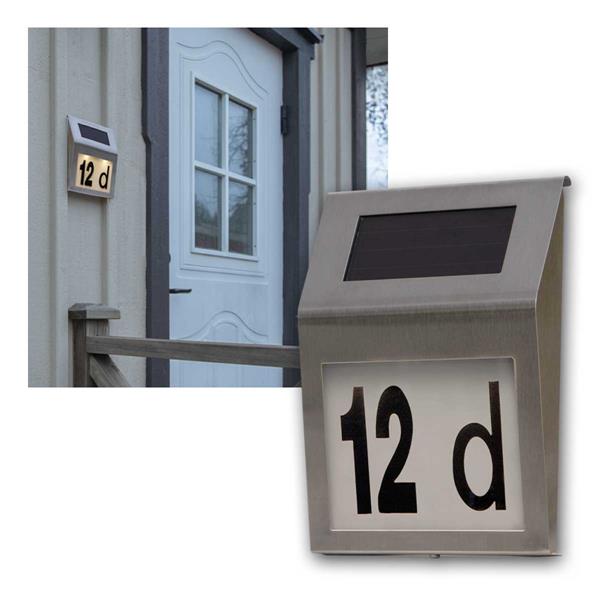 Solar house number light | twilight sensor, warm white