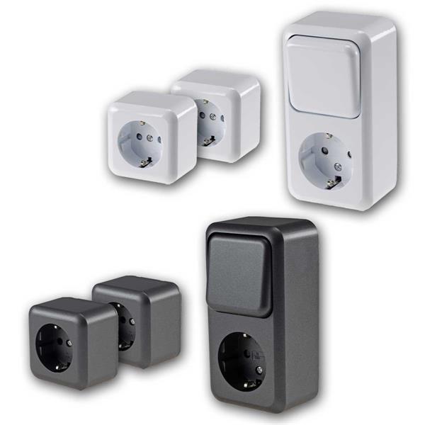 FASKO Set "Mini", 3-piece, socket & switch, surface-mounted