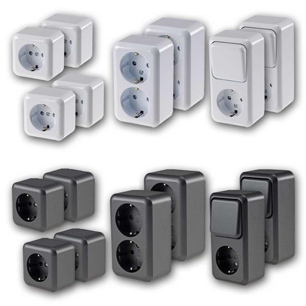 FASKO set "Cellar", 8-piece, socket, switch, surface-mounted