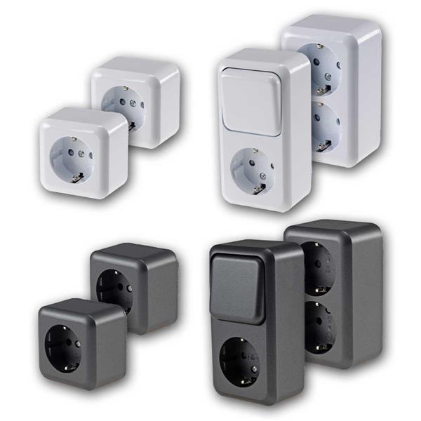 FASKO set "Garage", 4-piece, socket, switch, surface-mounted