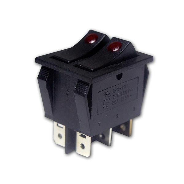 double rocker switch, red indication light 230V