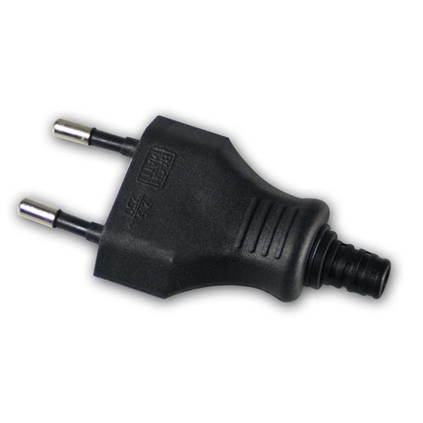 European plug plastic black, 250V/2,5A, 5 pieces