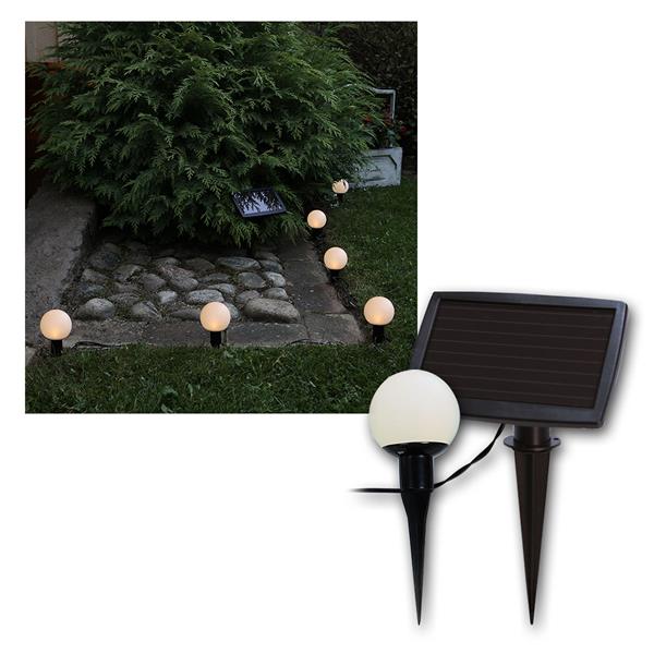 LED solar light chain with 6 LED balls, warm white