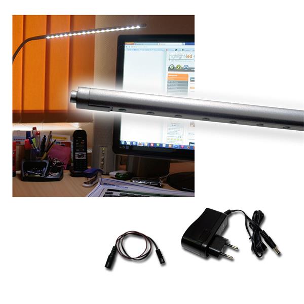 Desk lamp with screw claw, 20 LEDs,aluminum silver