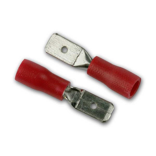 flat plug 0.8x4.75mm | 50 pieces, red in plastic box