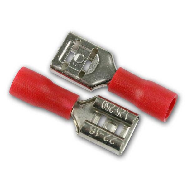 flat plug sleeve 0.8x6.35mm | 50 pieces, red in plastic box