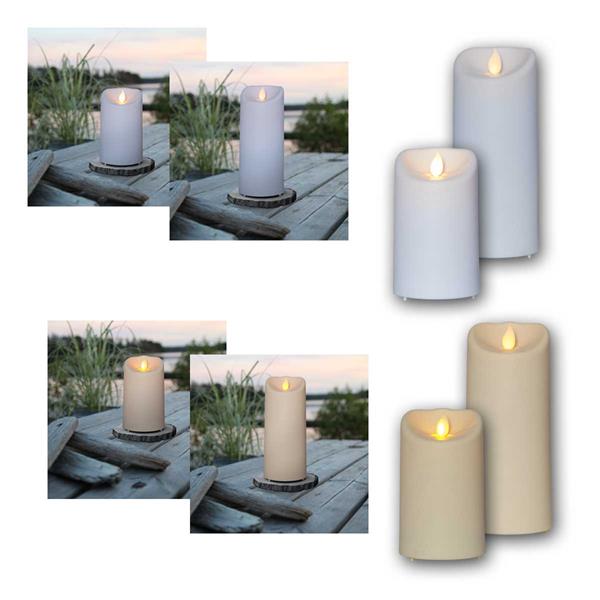 LED outdoor candle M-TWINKLE, white/cream | 12.5 or 17.5cm