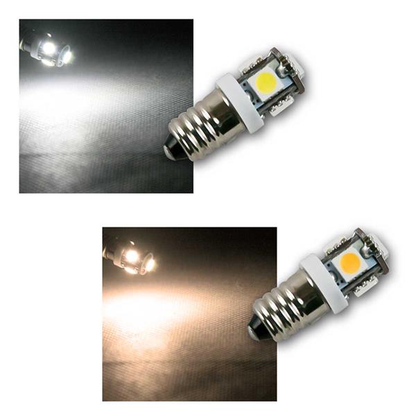 12V DC Birne Lampe Glühbirne weiß LED Leuchtmittel E10 kaltweiß 5x 5050 SMD 
