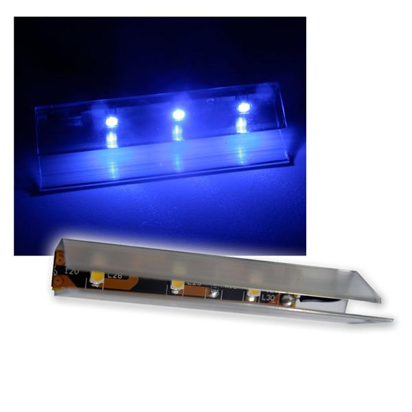 Set of 4 LED glass shelf lighting, 66mm blue