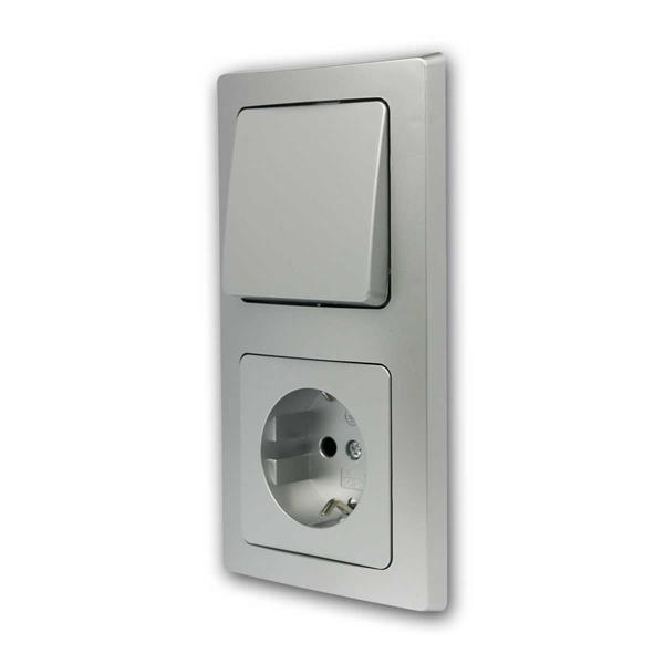 DELPHI Set door 2-fold | 3 pieces, silver, switch & socket