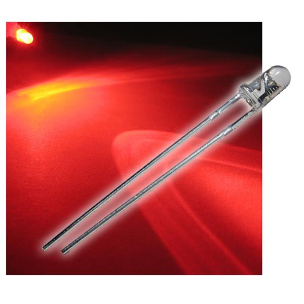10 LEDs 3mm crystal clear, red flashing LEDs