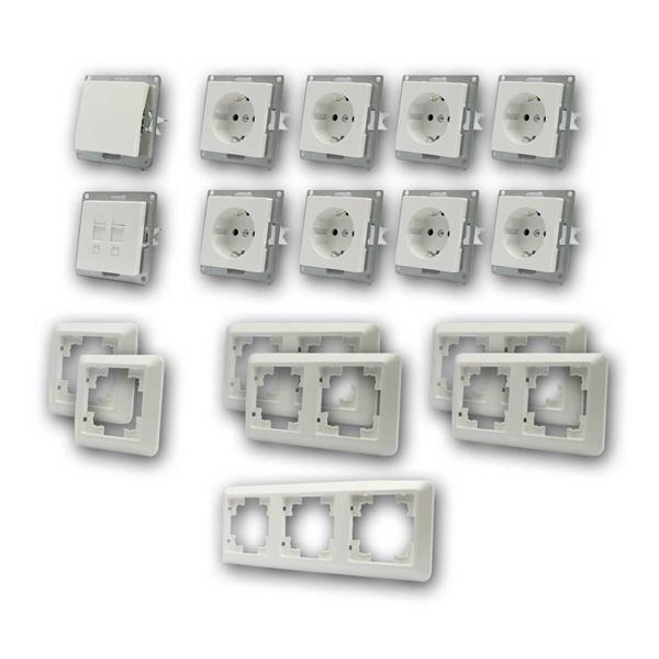 CUP Set office | 17 pieces, white, switch & network socket