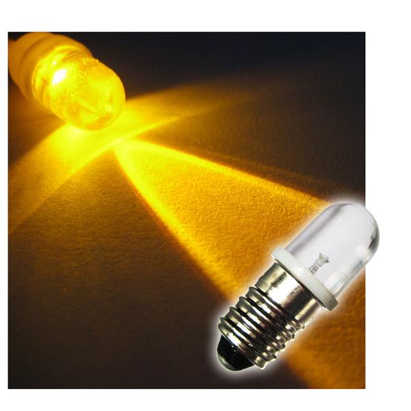 1x E10 LED light bulb | screw socket | yellow | 12V DC