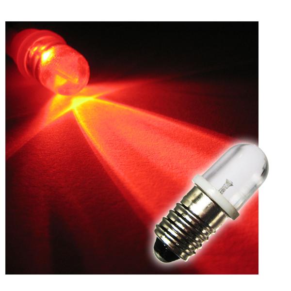 1x E10 LED light bulb | screw socket | red | 10mm lens | 12V