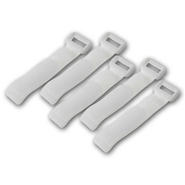 Pack of 5 velcro straps | with eyelet | white | 15x2cm