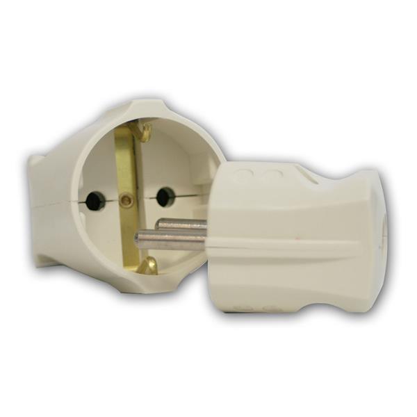 SET Schuko Stecker & Kupplung weiß - Schutzkontakt