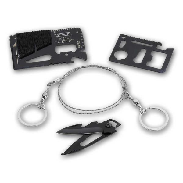 Outdoor Set, Survival Kit | 4-piece, rope saw & multitools